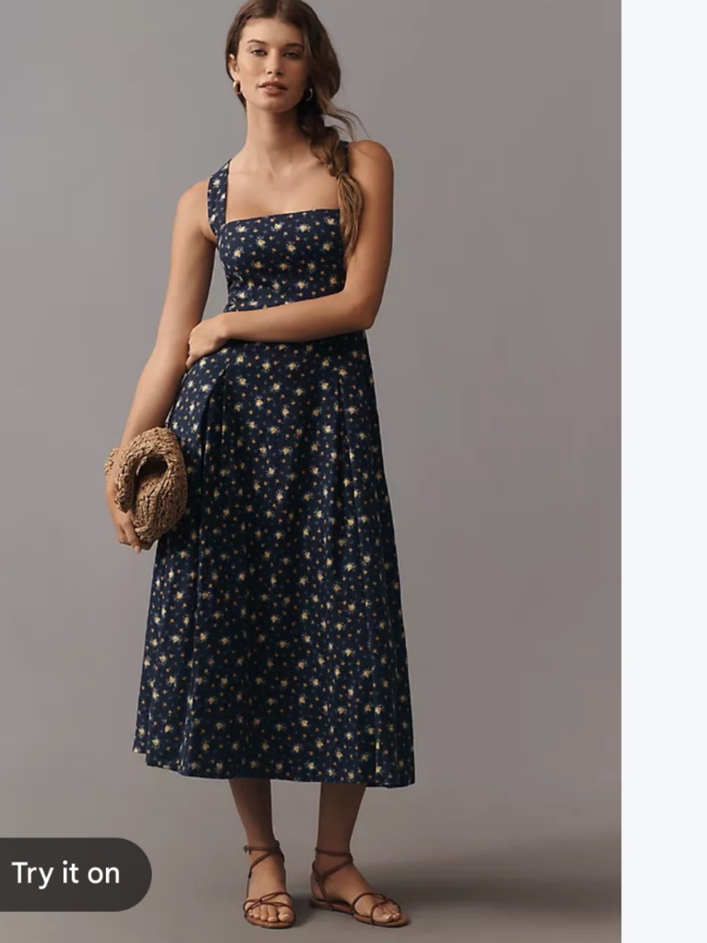 Maeve Printed A-Line Halter Midi Dress